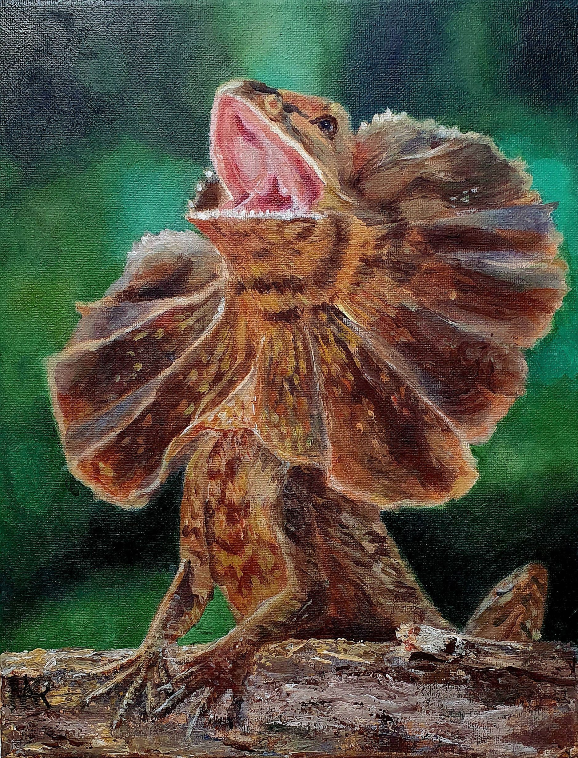 Frill-necked lizard 11x14in acrylic on canvas